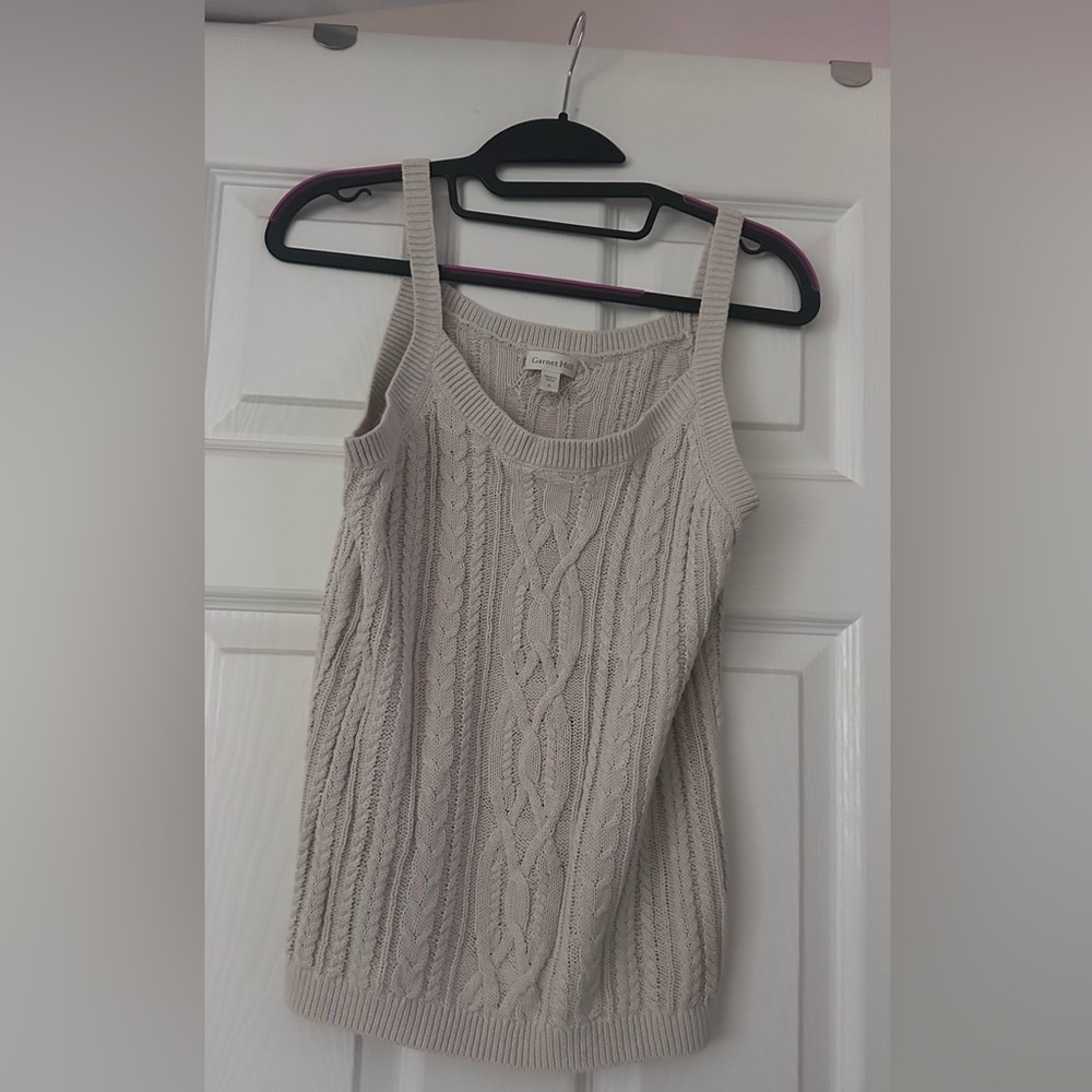 Garnet Hill Cream Cable Knit Sweater